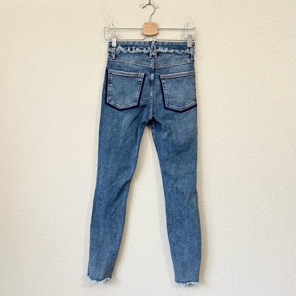 GOOD AMERICAN Skinny Jeans Blue Denim Distressed Fringed Grunge - Picture 2 of 14